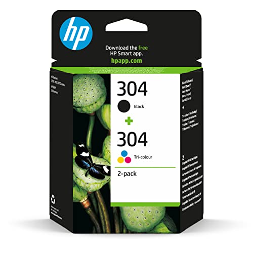 HP 304 (3JB05AE) Multipack Original Druckerpatronen 1xSchwarz,1x Farbe für HP DeskJet 26xx, 37xx, ENVY 50xx, Standard, 2 Count (Pack of 1), 120 Seiten (Schwarz)