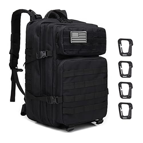 ZEHNHASE Taktischer Rucksack, 45L Trekking Military Molle Rucksack Outdoor Wandern Camping Trekking Jagd Reisen für Damen Herren, Schwarz