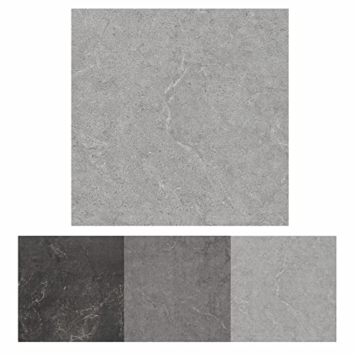 PVC Bodenbelag Selbstklebende Fliesen Grau Marmor 30x30 cm, Fliesenoptik Vinylboden Bodenfliesen für Eingangstür, Wohnzimmer, Küche, Balkon, Abstellraum, 20 Stück 1,8 m²