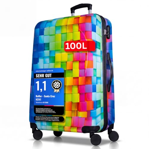 NOWI Hartschalenkoffer XL Groß - 100L Volumen - 158cm Gurtmaß - 8 Rollen 360° drehbar - Leichter Koffer mit Zahlenschloss & Teleskopgestänge - Reisekoffer mit Rollen, Trolley (XL)