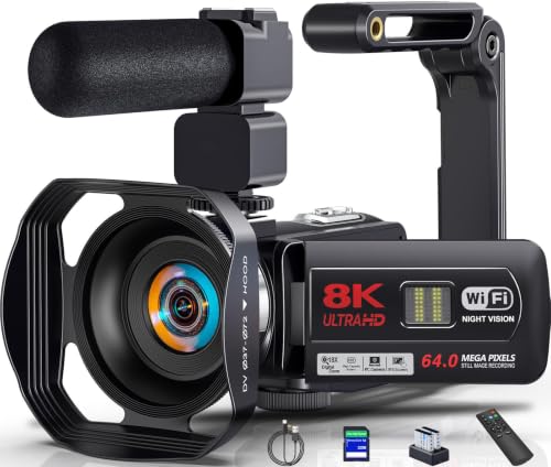 Videokamera Camcorder 8K 64MP WiFi 18X Digitalzoom Nachtsicht Vlog Kamera