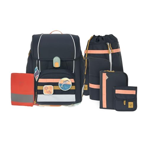 LÄSSIG School Set Boxy Unique - Schulranzen 7tlg. Dark Blue Ocean Edition