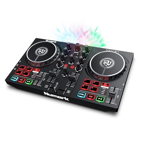 Numark Party Mix II DJ Controller mit Lichtshow, 2 Decks, integriertem Mixer, Audio Interface und Serato DJ Lite