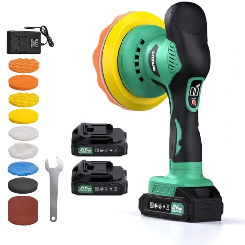 ETOOLAB Poliermaschine Auto Akku, Poliermaschine 22 Teile Set Exzenter, 21V