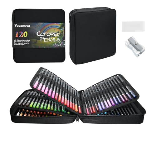 Yucanuva 120 Buntstifte Set, Buntstifte für Erwachsene, Anfänger und Künstler, Zeichenstifte Professionell Set im Zipper-Etui, Ideal zum Skizzieren, Schattieren und Malen