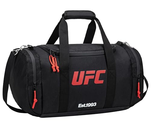UFC Ultimate Fighting Championship - Offizielle Sporttasche, Schwarz, Polyester, 50 x 26 x 26 cm, 1 großes Hauptfach + 3 Taschen