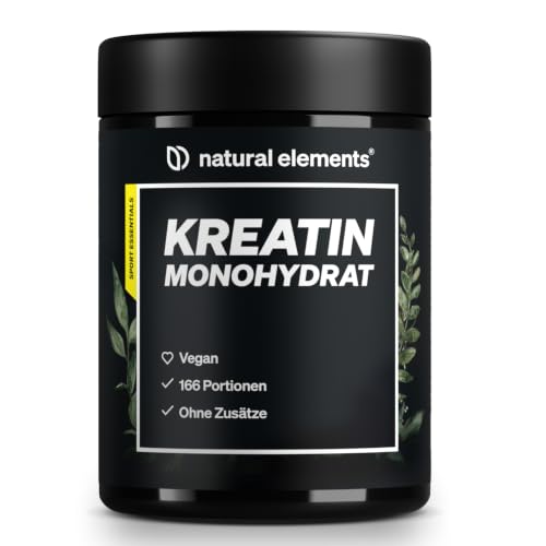 natural elements Creatin Monohydrat – 500g ultrafeines Pulver (Meshfaktor 200) – 166 Portionen reines Kreatin – hochdosiert – vegan, ohne unnötige Zusätze – in Deutschland entwickelt & laborgeprüft