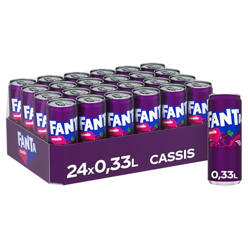 Fanta Cassis - mit intensivem Geschmack von schwarzem Johannisbeersaft - erfrischende Limonade in Einweg Dosen (24 x 330 ml)