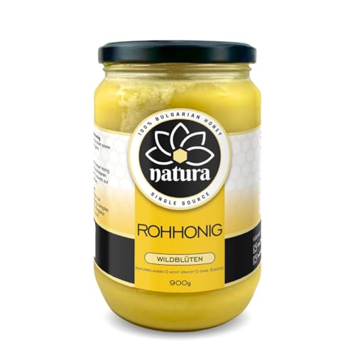 Natura Wildflower Honey 900g I Reich an Antioxidantien, Echte Hochwertiges Naturbelassener Honig ohne Zuckerzusatz I Beste Rohkost, Ungefiltert & Ungeheizt Real & Raw Honey für Verdauung & Energie