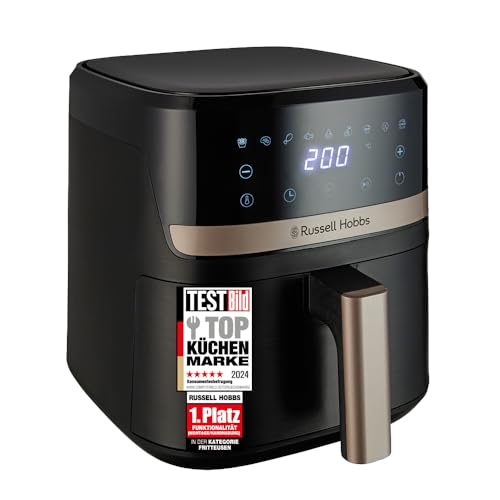 Russell Hobbs Heißluftfritteuse L 4,3L Rapid AirFryer [sehr kleines Gehäuse, sehr leise, 9 Programme] SatisFry (spülmaschinenfest, Fritteuse ohne Öl, TouchScreen, Grillen, Backen, Braten etc) 27610-56
