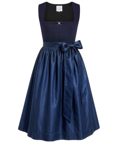 DIRNDLSTERN Damen Blau Ohne - Schnürung Midi Damen Outfit Oktoberfest 2025 gr 34