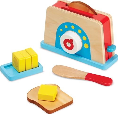 Melissa & Doug - Toaster Set aus Holz, für realistisches Rollenspiel, zum Üben von motorischen Fähigkeiten, für Kinder ab 3 Jahren
