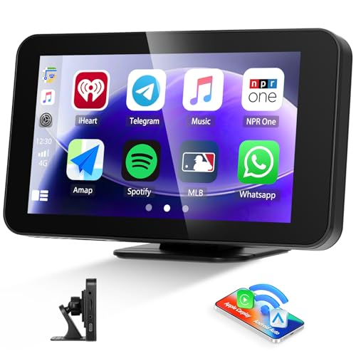 CAMECHO [2025] Navigationsgerät mit Wireless Carplay Android Auto, 4.7 Zoll HD Navi Touch Display mit Dual-Bluetooth EQ Ton FM Transmitter Airplay Android Cast mit AV-In Typ-C-Steckplatz