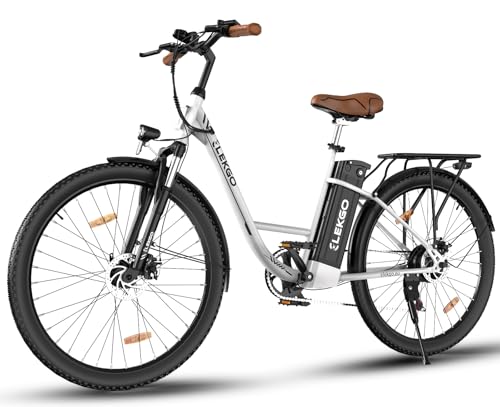 ELEKGO E-Bike 28-Zoll-Elektrofahrrad, 7-Gang-Damenfahrrad, E Bike für die Stadt, LCD-Display, mit Vorderradgabel-Federung, City Ebike für Herren und Damen
