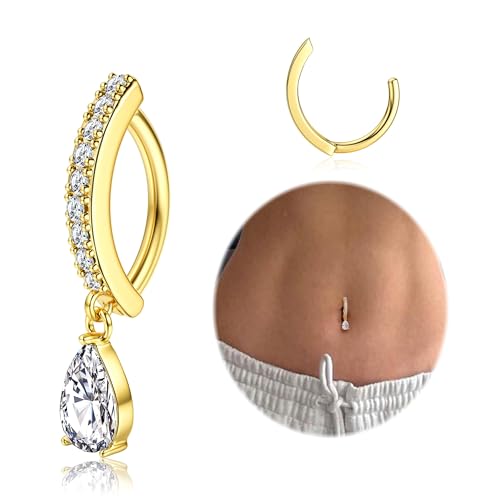 Morfetto Bauchnabelpiercing Gold Chirurgenstahl Piercing Bauchnabel 14G CZ
