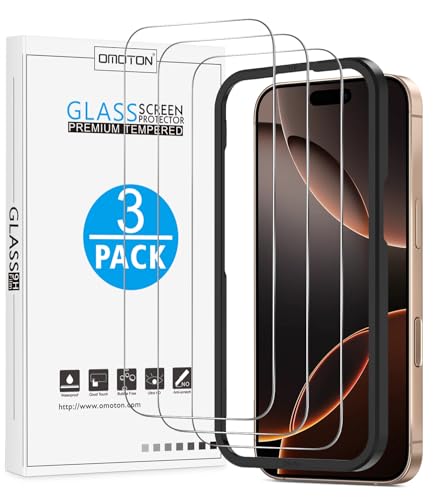 OMOTON für iPhone 17/17 Pro und iPhone 16 Pro für Panzerglas, [Full Screen] TOP Bruchsicherheit Schutzfolie für iPhone 17/17 Pro/16 Pro mit Montagerahmen, 9H Härte, Bläschenfrei, 3 Stück