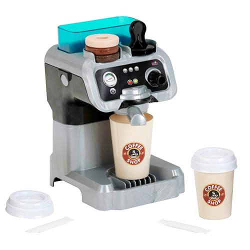 Theo Klein 9510 Barista Kaffeemaschine I Mit Wassertank und Durchlauffunktion I Inkl. Kaffeepads, Stempel, Bechern u.v.m. I Spielzeug für Kinder ab 3 Jahren