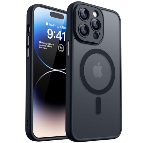 CANSHN 2024 Neu für iPhone 14 Pro Max Hülle mit Kameraschutz für Magsafe (TOP Militärschutz & Magnetkraft) Extrem Haltbarkeit Hülle iPhone 14 ProMax Case Stoßfest, Schwarz