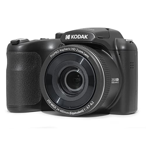 KODAK Pixpro Astro Zoom AZ255 – Digitale Bridgekamera mit 16 MP, 25-facher optischer Zoom, HD-Video 1080p, Weitwinkel 24 mm, optischer Bildstabilisator, LCD-Display 3 Zoll – Schwarz