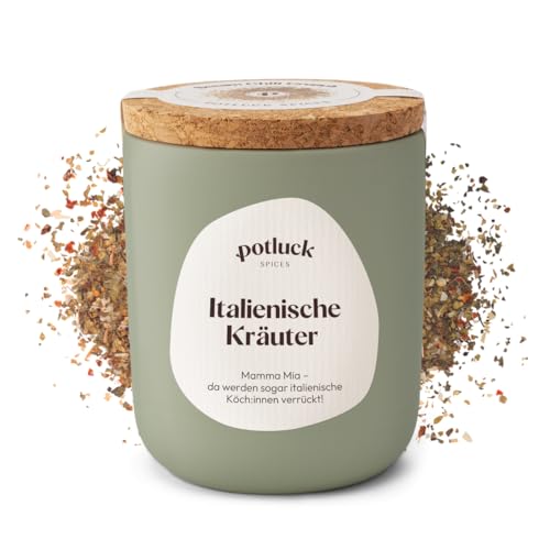 Potluck | Italienische Kräuter | Kräutermischung im Keramiktopf | 25g | Vegan, glutenfrei und mit natürlichen Inhaltsstoffen