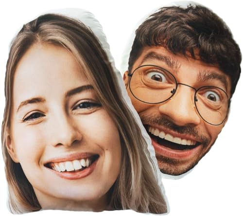 Personalisiertes 3D Gesicht FOTOGESCHENK mit eigenem Foto Foto-Kissen mit Deinem Foto Bedrucken Zum Jahrestag, Geburtstag, Valentinstag (mit Füllung) 3D Face [091]