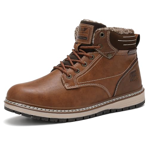 AX BOXING Winterschuhe Herren Gefüttert Warm Winterstiefel Herren Mode Winterboots Rutschfest Schneestiefel Größe 41-46 EU(Hellbraun, 42 EU)