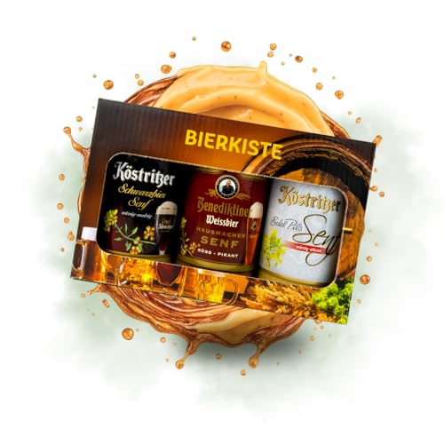 Altenburger Original Bierkiste - drei mit Bier verfeinerte Senfsorten als Geschenk-Set (3-teilig), Geschenkbox für Männer und Frauen
