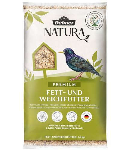 Dehner Natura Premium Wildvogelfutter, Fettfutter / Weichfutter, Ganzjahresfutter artgerecht / kraftspendend , hochwertiges Vogelfutter für Wildvögel, 2.5 kg