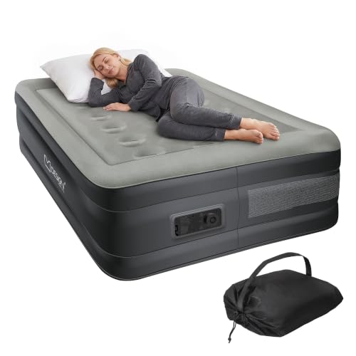 ML-Design Luftmatratze für 1 Person 196x97x47 cm Grau, TÜV Zertifiziert, Luftbett selbstaufblasend mit elektrischer Luftpumpe 230V, Aufblasbare Matratze für Camping, Gästebett Einzelbett + Tragebeutel
