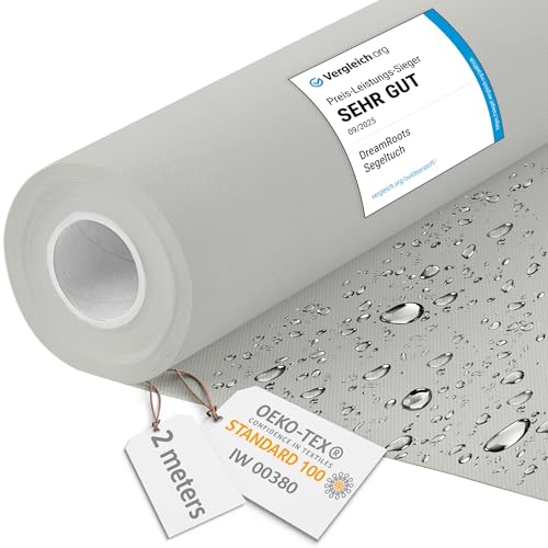 DreamRoots Markisenstoff wasserdicht Meterware, Blassgrau, 2 m