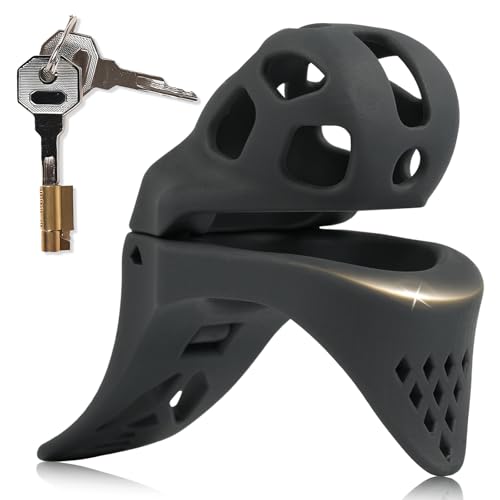 Peniskäfig Sex Spielzeug Keuschheitskäfig Herren mit Verdecktem Schloss und 3 Verschiedenen Größen Chastity Cage Männer mit Penis und Hoden in Fesselung Harzig Cock Cages (L,Black)