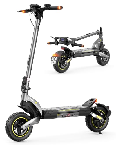 E Scooter mit Straßenzulassung | 10 Zoll Offroad Luftreifen, 70 KM Reichweite, ABE E Roller mit Doppelter Stoßdämpfung, LED, Smart App, Faltbarer Elektroroller für Pendler und Geländefahrer