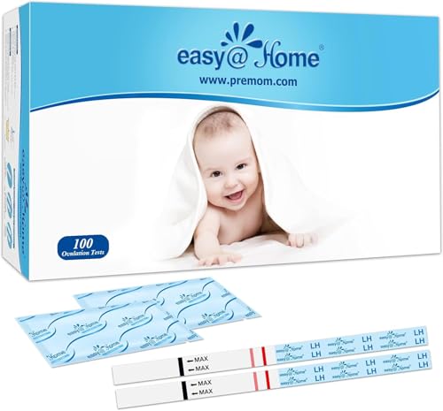 Easy@Home Ovulationstest 25 mIU/ml Kinderwunsch Schnelltest Fruchtbarkeitstests für Eisprung – Unterstützt durch die Premom Ovulation APP (100 LH Tests)