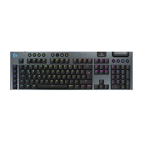 Logitech G G915 X LIGHTSPEED Low-Profile-Kabellose Gaming-Tastatur, Double-Shot-PBT-Tastenkappen, voll programmierbare Tasten, RGB-Hintergrundbeleuchtung, GL Brown-Tactile, PC/Mac, DEU QWERTZ -Schwarz