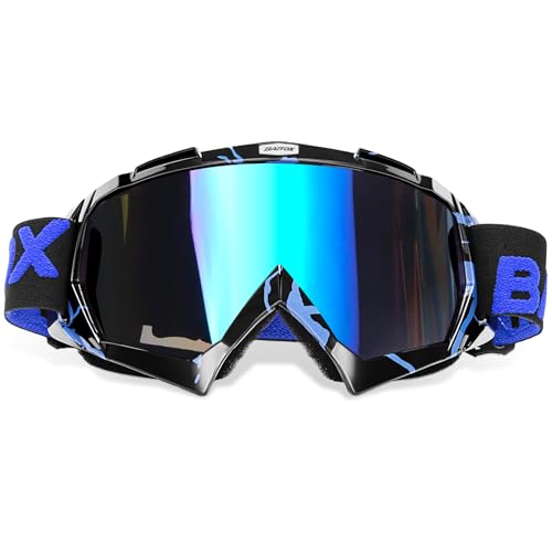 Motocross Brille Mtb Brille Dirt Bike ATV Crossbrille goggle | goggle Sicherheit Tactical Riding Motorradbrillen für Herren Damen Jugend (Schwarz Blau, Large)