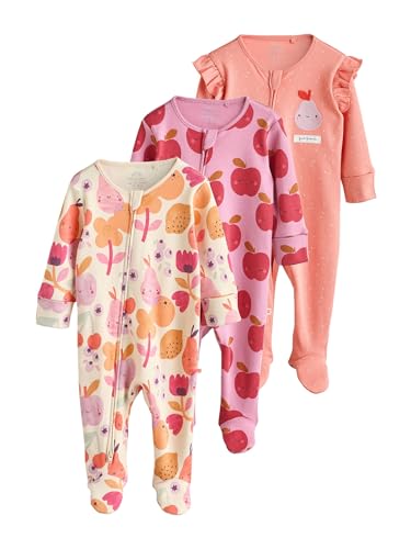 NEXT Baby Mädchen Strampler Zwei-Wege-Reißverschluss, 3er-Pack Autumn Fruit 56-62