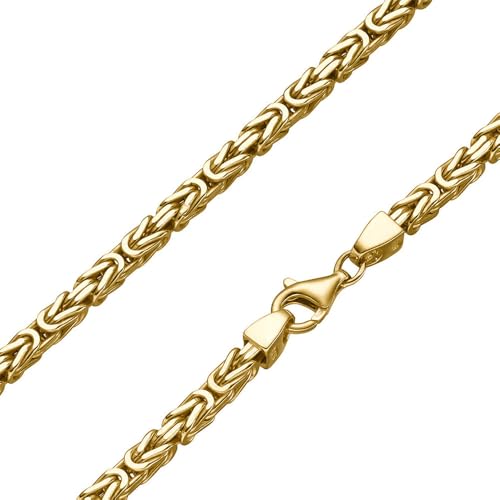 SchmuckForever Vergoldete 4mm Königskette 925 Silber massiv - Länge Wählbar - Gold Vergoldet - Collier Halskette oder Armband (20)