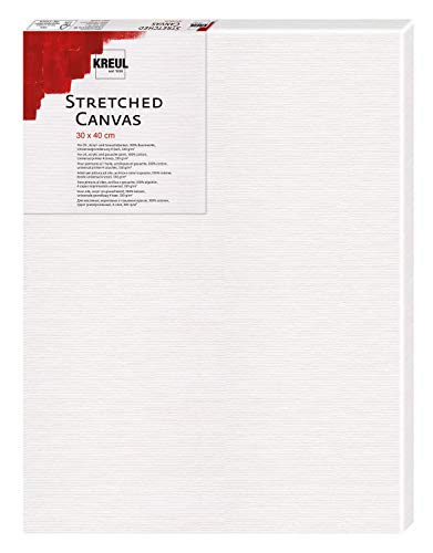 KREUL 593040 - Stretched Canvas, Keilrahmen 30 x 40 cm in Einsteigerqualität, ideal für Acryl- und Gouachefarben, Leinwand aus Baumwolle 4 fach grundiert, Weiß