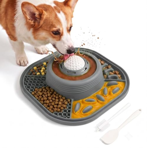 Schleckball Hund, Schleckmatte Silikon, Schlecknapf für Leckerlis Grau