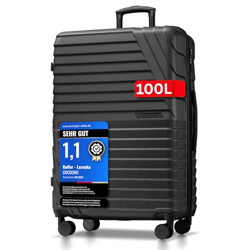 Hartschalenkoffer XL Groß - 100L Volumen erweiterbar auf 117L - 158cm Gurtmaß - 8 Rollen 360° drehbar - Leichter Koffer mit TSA Schloss & Teleskopgestänge - Reisekoffer mit Rollen (anthrazit, XL)