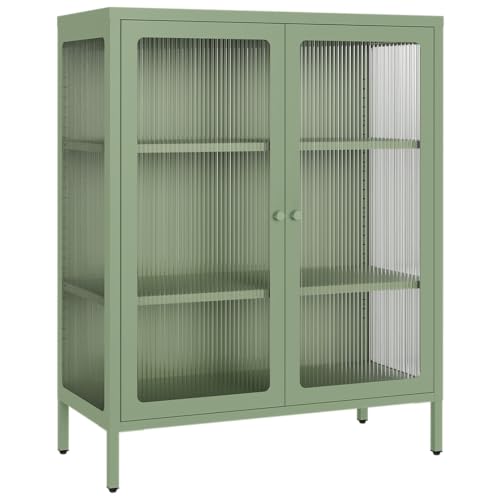 skølm Norns Kommode 80 cm, mit Glastüren, Mintgrün