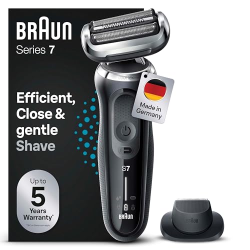 Braun Series 7 Elektrorasierer 360° Flex mit Präzisionstrimmer, Trimmer & Rasierer Herren Elektrisch, Wet & Dry, rasierapparat, trockenrasierer, Made in Germany, 71-N1200s, Schwarz