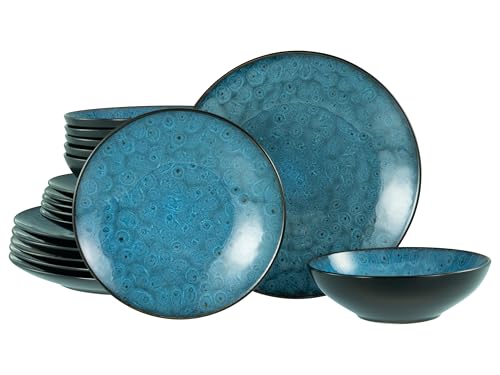 CreaTable, 23959, Serie Capri, 18-teiliges Geschirrset für 6 Personen, Teller Set aus Steinzeug, spülmaschinen- und mikrowellengeeignet, Qualitätsproduktion