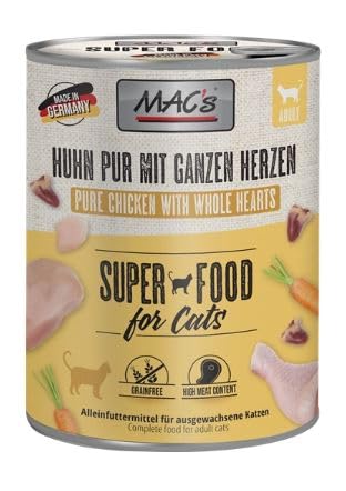 MAC's Cat Huhn Pur und ganzen Geflügelherzen (getreidefrei) 6 x 800 g