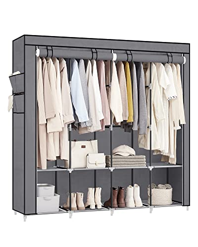 SONGMICS Stoffschrank, 4 Hängefächer, mit Ablagen, 45 x 170 x 167 cm