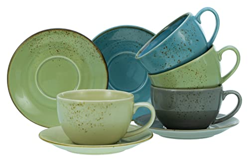 CreaTable, 23697, Serie Nature Collection, 8-teiliges Geschirrset, Cappuccino Set aus Steinzeug, spülmaschinen- und mikrowellengeeignet, Qualitätsproduktion