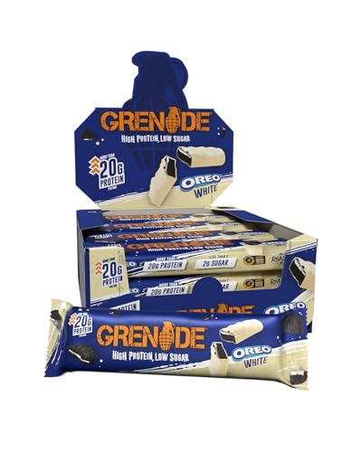 Grenade Proteinriegel, OREO White – Proteinreich & Zuckerarm, 12 x 60 g