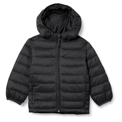 Amazon Essentials Boys Lightweight Water-Resistant Packable Hooded Puffer Jacket-Black Caviar-XX-Large