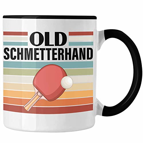 Trendation - Tischtennis Schmetterhand Tasse Geschenk Tischtennisspieler Geschenkidee Lustig für Männer Tischtennis Zubehör (Schwarz)