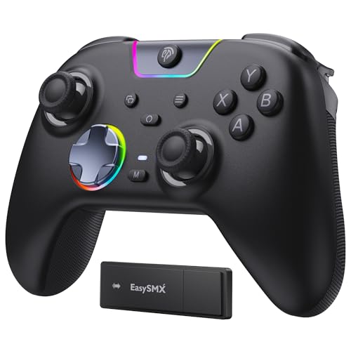 EasySMX X05PRO Wireless Controller PC, Gaming Controller mit leise Tasten, 2-stufige Tigger, Hall Joysticks, 2 programmierbare Tasten, 1000mAh Akku, Kompatibel mit PC/Switch/Android/iOS-Schwarz